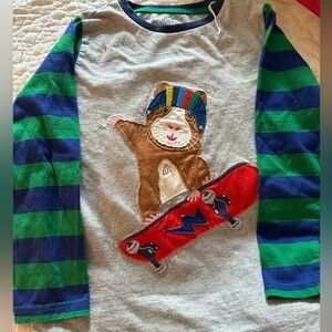 EUC mini boden size 6-7 hamster skateboard shirt with striped sleeves. Cute!!